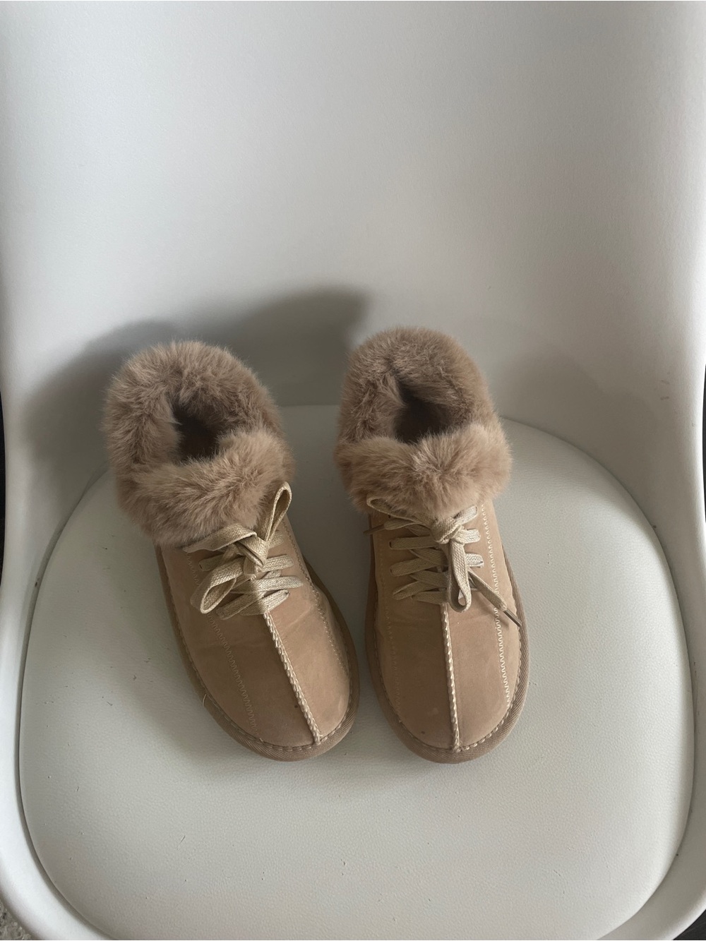 Women’s Beige Faux Fur Lined Ankle Boots Cozy Casual Winter Boots